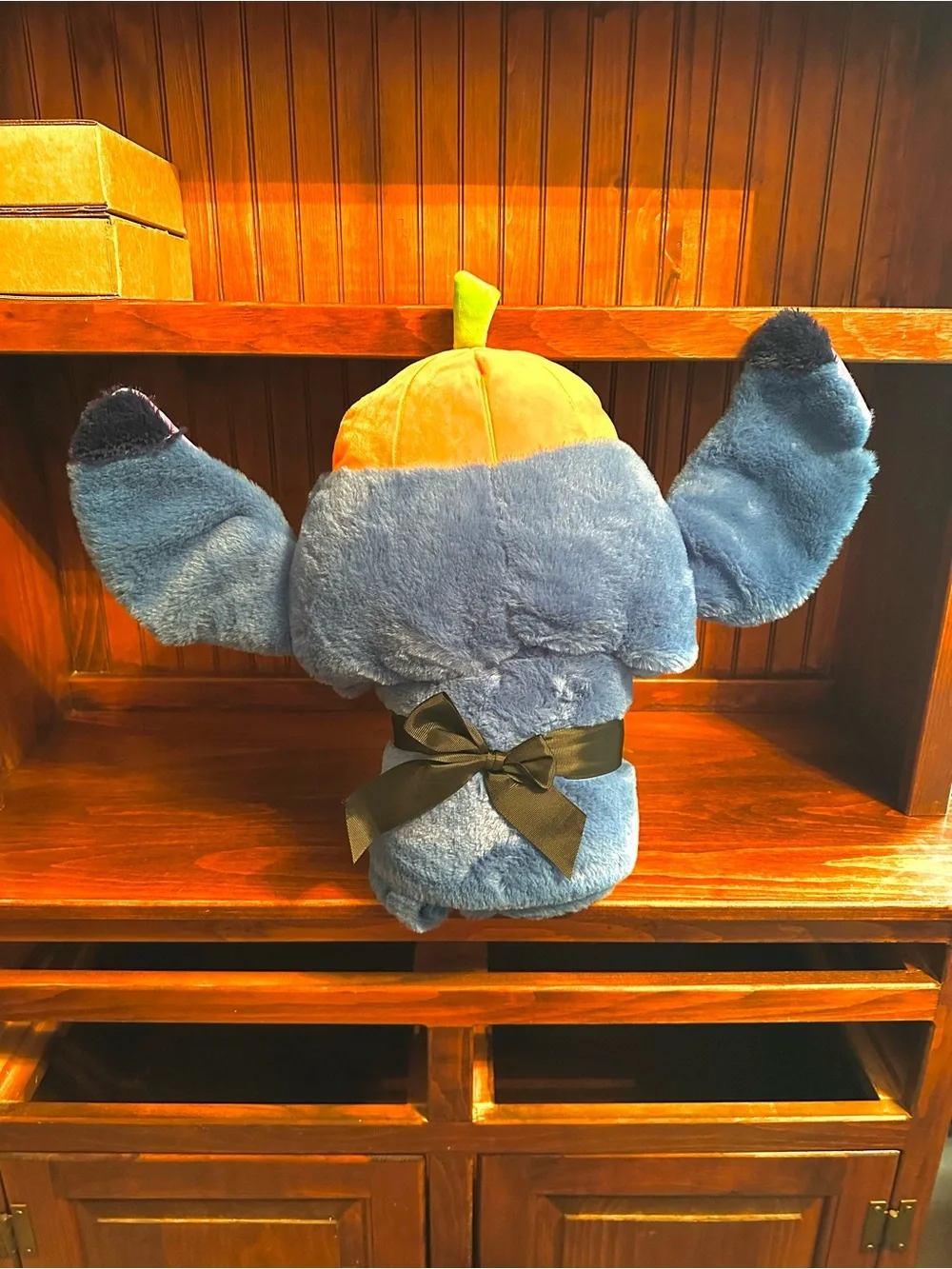NWT Disney Stitch Hooded Throw Blanket with Pumpkin Hat